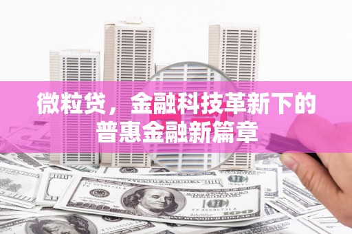 定兴微粒贷，金融科技革新下的普惠金融新篇章