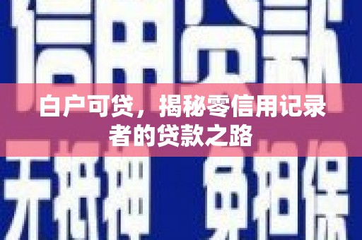 定兴白户可贷，揭秘零信用记录者的贷款之路